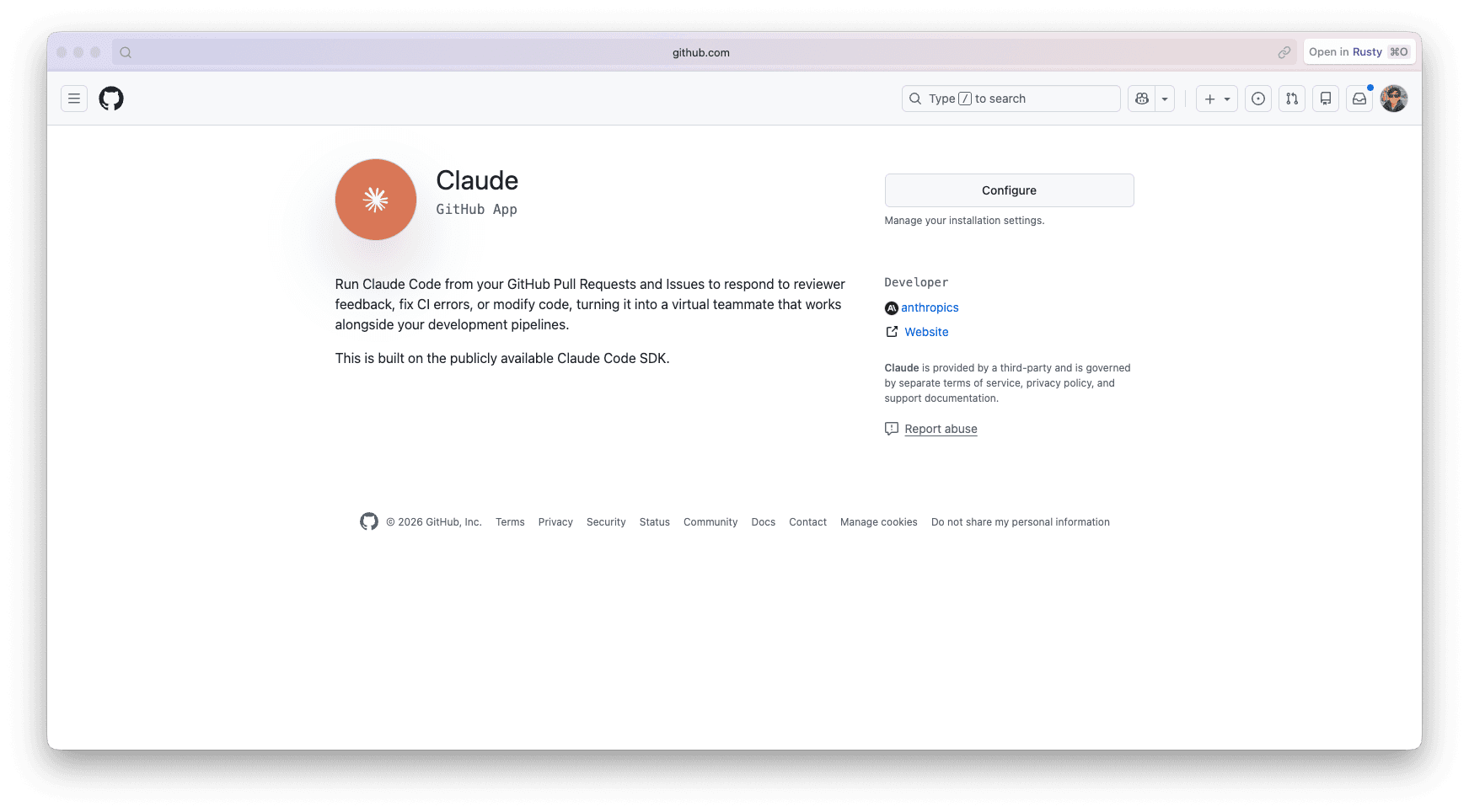 Configure GitHub App